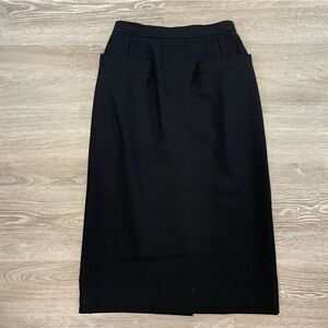 GUCCI Vintage Wool Black Midi Pencil Skirt sz 0